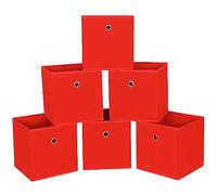 NieEnjoy Foldable Storage Cubes Bins ,11 Inch Cloth Storage Cube Fabric Storage Box Cubes Organizer Baskets with Dual Handles for Home Organizer Set of 6 (Red)