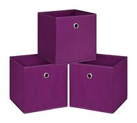 NieEnjoy Foldable Storage Cubes Bins ,11 Inch Cloth Storage Cube Fabric Storage Box Cubes Organizer Baskets with Dual Handles for Home Organizer Set of 3 (Purple)