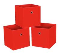 NieEnjoy Foldable Storage Cubes Bins ,11 Inch Cloth Storage Cube Fabric Storage Box Cubes Organizer Baskets with Handles for Home Organizer Set of 3 (Red)