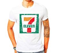 NIEGAKI 7 Eleven Logo Men's White Cotton T Shirt Seven 11 Men's White T-Shirt White