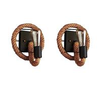 NIEI 2X Vintage Wall Lamp American Rope Industrial Lamp Personality Bar Iron Loft Aisles Wall Lights(No)