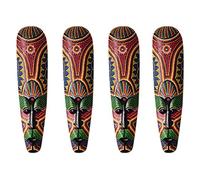 NIEI 4X Wooden Mask Wall Hanging Solid Wood Carving Painted Wall Decor Home Decorations African Mask Crafts A