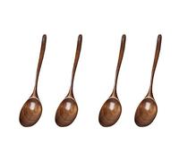 NIEI Vintage Chinese Style Handcrafted Wooden Soup Spoon 4, for Dinner, Salad Desserts, Snacks, Rice, Soup, Fruit