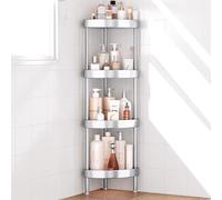 Nieifi 4-Tier Silver Anodized Aluminum Corner Shower Caddy Stand - Rust Resistant, Sturdiness - 4 Compartments, 15 lbs Max Weight - Free Standing