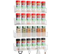 Nieifi Spice Rack Wall Mount, Spice Organizer for Spice Jars, Screw or Adhesive Hanging Spice Rack Organizer for Your Kitchen Cabinet or Pantry Door,4 Pack (Clear)