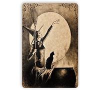 Niekea Broom Witch Metal Tin,Signs Kitchen Witchery Iron Painting Plaque Halloween Wall Decor for Bar Cat Club Parlor Cafe Store 8x12 Inch