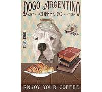 Niekea Metal Sign Dogo Argentino Dog Coffee Vintage Aluminum Tin Sign For Restroom Bar Pub Club Cafe Home Restaurant 12x8 Inches