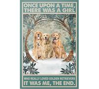 Niekea Metal Sign Once Upon A Time There was A Girl Golden Retrievers Vintage Aluminum Tin Sign For Restroom Bar Pub Club Cafe Home Restaurant 12x8 Inches