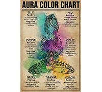 Niekea Vintage Metal Tin Sign Aura Color Chart Yoga Poster Plaque 12x8 Inch
