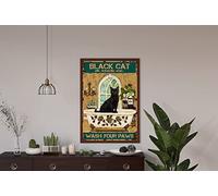 Vintage Metal Tin Sign Black Cat Poster, Black Cat Sink Co Wash Your Paws Poster, Black Cat Lovers Gifts, Gift For Cat Lovers, Cat Lover Gift, Cat Owner Gift Tin plaque 12x8 Inch