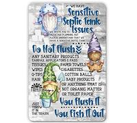 Niekea Vintage Metal Tin Sign Don't Flush Septic Tank Plumbing Sign | Gnomes Don't Put Down Toilet, Bathroom Sign, Clogged Pipes, Bath Gnome, Toilet Sign, gnomies Posters tin Sign 12x8 Inch