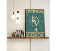 Vintage Metal Tin Sign Mermaid Vintage Poster, She Dreams Of The Ocean Late At Night and Longs For The Wild Salt Air Poster, Bathroom Sign, Mermaid Bathroom Print Tin plaque 12x8 Inch