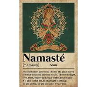 Niekea Vintage Metal Tin Sign Yoga Namaste Definition Poster Wall Decor, Yoga Poster Tin plaque 12x8 Inch
