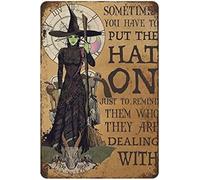 Niekea Vintage Thick Metal Tin Sign,Sometimes You Just Have to Put The Hat On Witch Tin Sign, Witch Home Decor,Witches Print, Witch Wall Sign,Witch Halloween Decor,Size 8x12 Inches