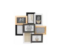 accent by nielsen 3D Wooden Collage Picture Frame for 8 Photos 4x6in, Mixed Wood Finishes