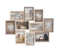 accent by nielsen Wooden Collage Photo Frame for 10 Photos 4x6 in (10x15 cm) - Multi Aperture Wall Picture Frame - Mixed Wood Colours - with Glass Front