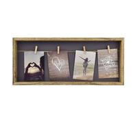 Nielsen Accent Photo Collage Frame For 4 Pictures 3.5X5In With Clothesline And 4 Clips - Natural