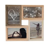 accent by nielsen Wooden Collage Photo Frame for 4 Photos 4x6 in (10x15 cm) - Multi Aperture Wall Picture Frame - Mixed Wood Colours - with Glass Front