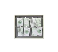 accent by nielsen Washed White Collage Photo Frame for 8 Postcard-Size 9x13 cm Pictures - Clothesline Display with Pegs