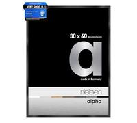 nielsen Alpha Photo Frame 30x40cm Aluminium Picture Frame, Black Photo Frame with Protective Float Glass and Push and Turn Clips - Jet Polished Black