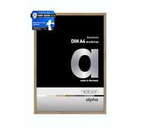 nielsen Alpha Photo Frame A4, 21x29.7cm Aluminium Picture Frame, Oak Photo Frame with Protective Float Glass and Push and Turn Clips - Oak