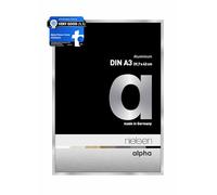 nielsen Alpha Photo Frame A3, 29.7x42cm Aluminium Picture Frame, Silver Photo Frame with Protective Float Glass and Push and Turn Clips - Silver