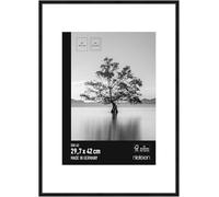 nielsen Alpha Black Aluminium Picture Frame - A3, 29.7x42cm with White Mount to fit A4, 21x29.7cm Photo - with Float Glass and Easy Push-Turn Clips