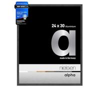 nielsen Alpha Black Oak Aluminium Picture Frame - 24x30cm - with Float Glass and Easy Push-Turn Clips - For Photos and Art