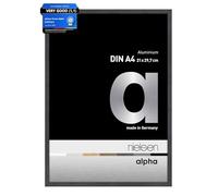 nielsen Alpha Aluminium Picture Frame Black Oak A4, 21x29.7cm with Float Glass and Push and Turn Clips