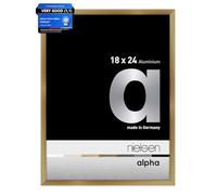 nielsen Alpha Photo Frame 18x24cm Aluminium Picture Frame, Amber Photo Frame with Protective Float Glass and Push and Turn Clips - Brushed Amber