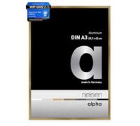 nielsen Alpha Photo Frame A3, 29.7x42cm Aluminium Picture Frame, Amber Photo Frame with Protective Float Glass and Push and Turn Clips - Brushed Amber