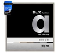 nielsen Alpha Photo Frame 30x30cm Aluminium Picture Frame, Light Grey Photo Frame with Protective Float Glass and Push and Turn Clips - Light Grey