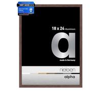 nielsen Alpha Light Wenge Aluminium Picture Frame - 18x24cm - with Float Glass and Easy Push-Turn Clips - For Photos and Art