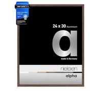 nielsen Alpha Light Wenge Aluminium Picture Frame - 24x30cm - with Float Glass and Easy Push-Turn Clips - For Photos and Art