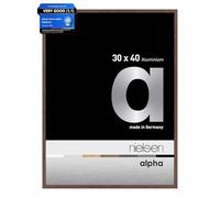 nielsen Alpha Photo Frame 30x40cm Aluminium Picture Frame, Light Wenge Photo Frame with Protective Float Glass and Push and Turn Clips - Light Wenge