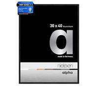 nielsen Alpha Photo Frame 30x40cm Aluminium Picture Frame, Black Photo Frame with Protective Float Glass and Push and Turn Clips - Jet Black Matt