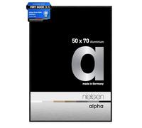 nielsen Alpha Matt Black Aluminium Picture Frame - 50x70cm - with Float Glass and Easy Push-Turn Clips - For Photos and Art