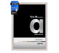 nielsen Alpha Oak White Aluminium Picture Frame - 13x18cm (5x7in) - with Float Glass and Easy Push-Turn Clips - For Photos and Art