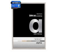 nielsen Alpha Photo Frame A4, 21x29.7cm Aluminium Picture Frame, Oak White Photo Frame with Protective Float Glass and Push and Turn Clips - Oak White