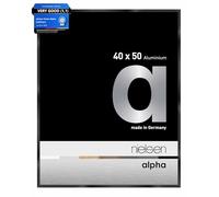 nielsen Alpha Photo Frame 40x50cm Aluminium Picture Frame, Black Photo Frame with Protective Float Glass and Push and Turn Clips - Jet Polished Black