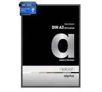 nielsen Alpha Platin Aluminium Picture Frame - A3, 29.7x42cm - with Float Glass and Easy Push-Turn Clips - For Photos and Art