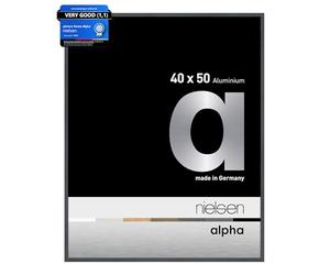 nielsen Alpha Polished Dark Grey Aluminium Picture Frame - 40x50cm - with Float Glass and Easy Push-Turn Clips - For Photos and Art