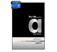 nielsen Alpha Polished Dark Grey Aluminium Picture Frame - 70x100cm - with Float Glass and Easy Push-Turn Clips - For Photos and Art