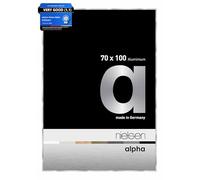 nielsen Alpha Polished Silver Aluminium Picture Frame - 70x100cm - with Float Glass and Easy Push-Turn Clips - For Photos and Art