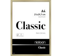 nielsen aluminium picture frame Classic, 21x29,7 (A4) cm, frosted gold | Aluminium document frame in portrait and landscape format for hanging gold matt real glass