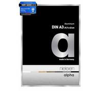 nielsen Alpha Photo Frame A3, 29.7x42cm Aluminium Picture Frame, Silver Photo Frame with Protective Float Glass and Push and Turn Clips - Silver