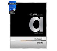 nielsen Alpha Photo Frame 40x50cm Aluminium Picture Frame, Silver Photo Frame with Protective Float Glass and Push and Turn Clips - Silver