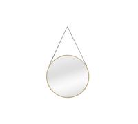 Nielsen Arno Round Metal Mirror With Leather Hanging Strap, Gold, 50cm, Gold