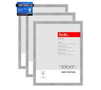 nielsen Atlanta Aluminium Picture Frame - Brushed Silver 15x20cm (Pack of 3) - with Synthetic Glass and Push-Turn Clips