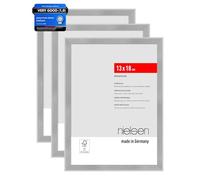 nielsen Atlanta Aluminium Picture Frame - Brushed Silver 5x7in, 13x18cm (Pack of 3) - with Synthetic Glass and Push-Turn Clips